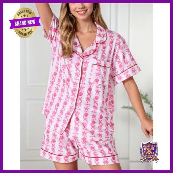 Women's Summer Pajama Set Shorts Lounge Sleepwear Soft Breathable - Picture 8 of 8